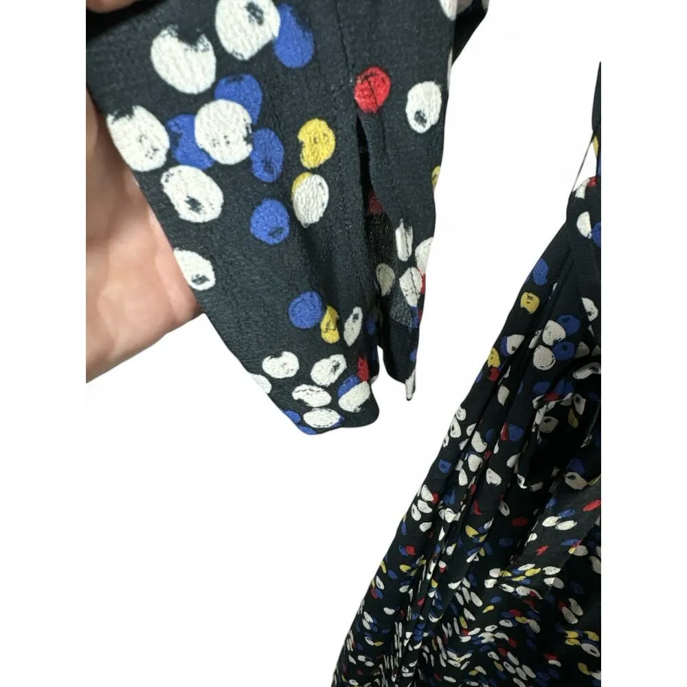 Zara Lexi Long Sleeve Abstract Dots Navy Belted Maxi Dress Women sz XS - Image 3