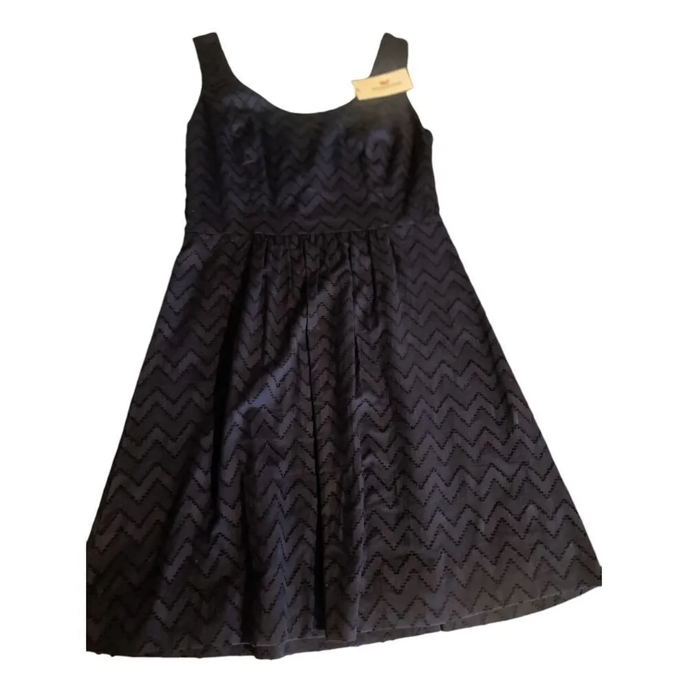 NWT Vineyard Vines Chevron A Line Sleeveless Dress Navy Blue 4 - Image 4
