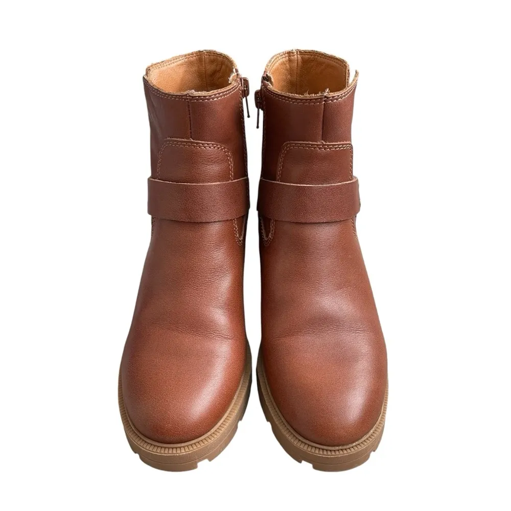 Lucky Brand Soxton Ankle Boots Leather Women’s Size 8 Block Heel Roasted Brown - Image 2