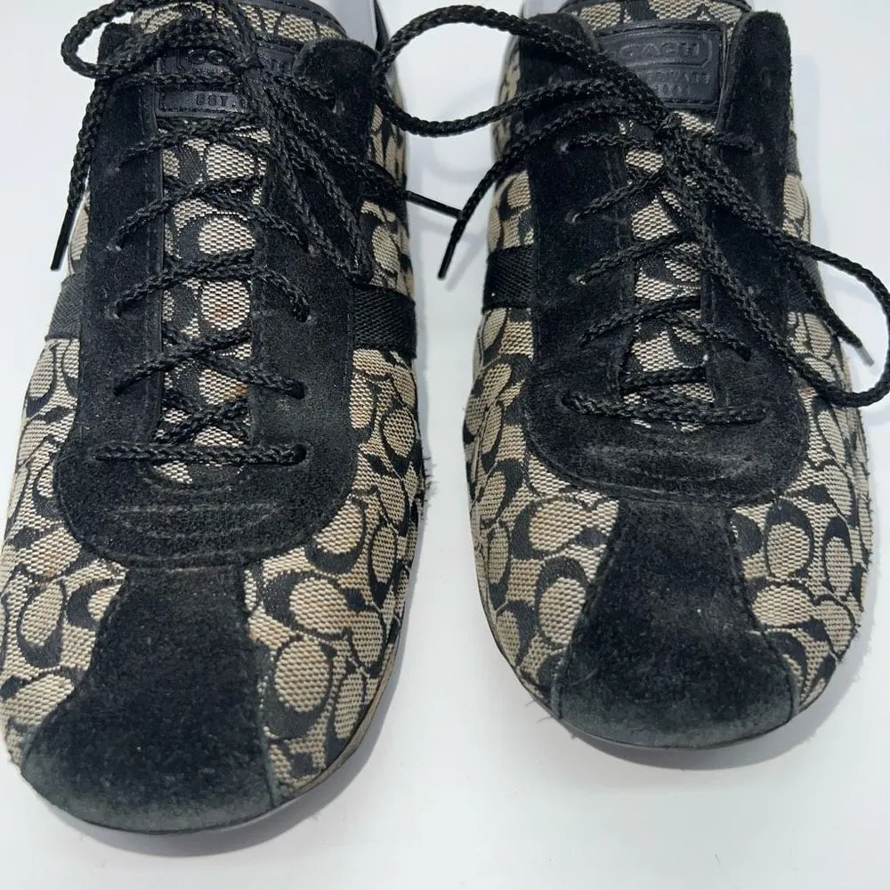 Coach Tania Monogrammed Canvas and Suede Sneaker - Image 2