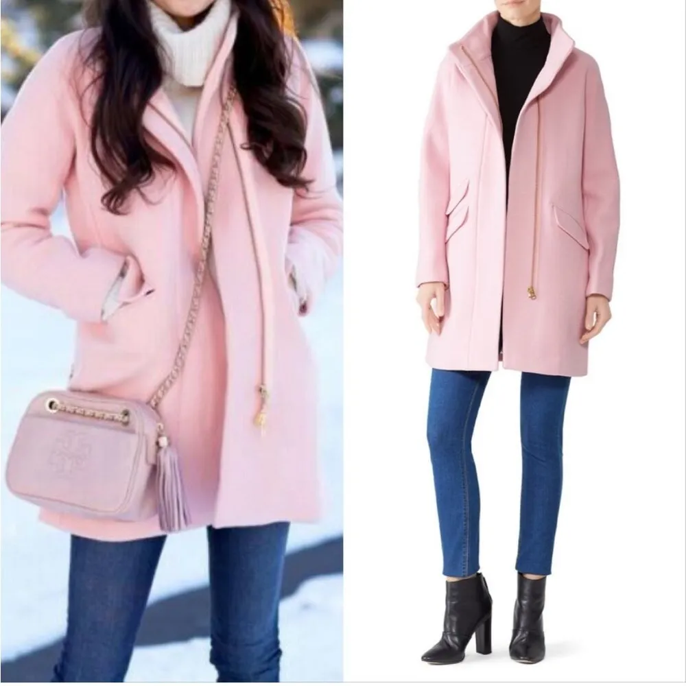 NEW J.Crew Pink Nello Gori Italian Stadium Cloth Wool Cocoon Coat Size 00 - Image 9