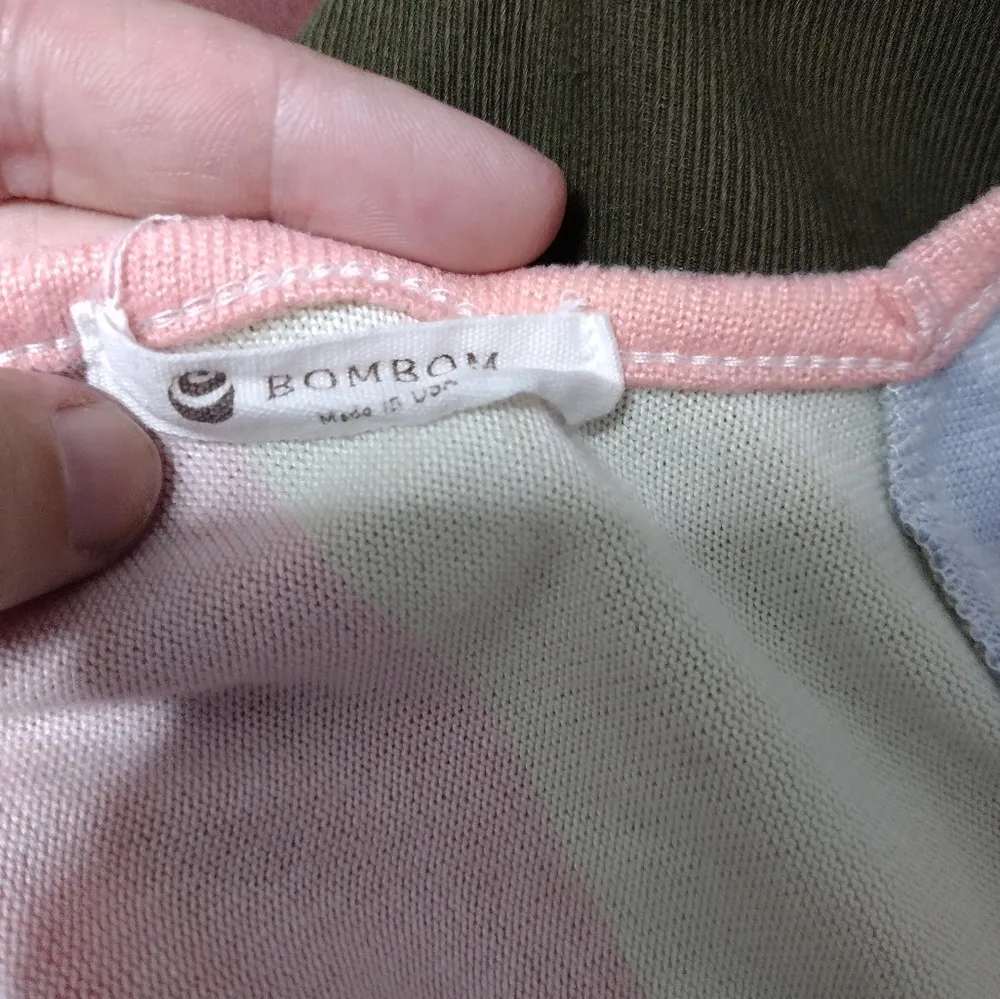 Bombom Rainbow Pastel Stripe Romper Shorts Blue Size M - Image 5