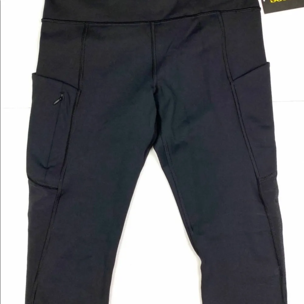 Athleta all in crop yoga gym run black leggings stash pocket with zip size XXS - Image 2