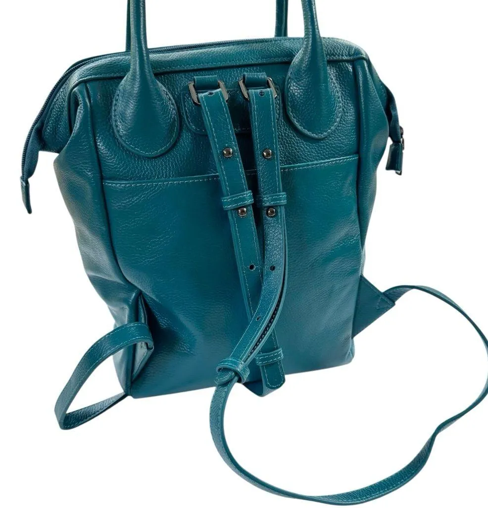 Beck Pack Italian Leather Beck Bag Backpack Tote Turquoise Green - Image 7