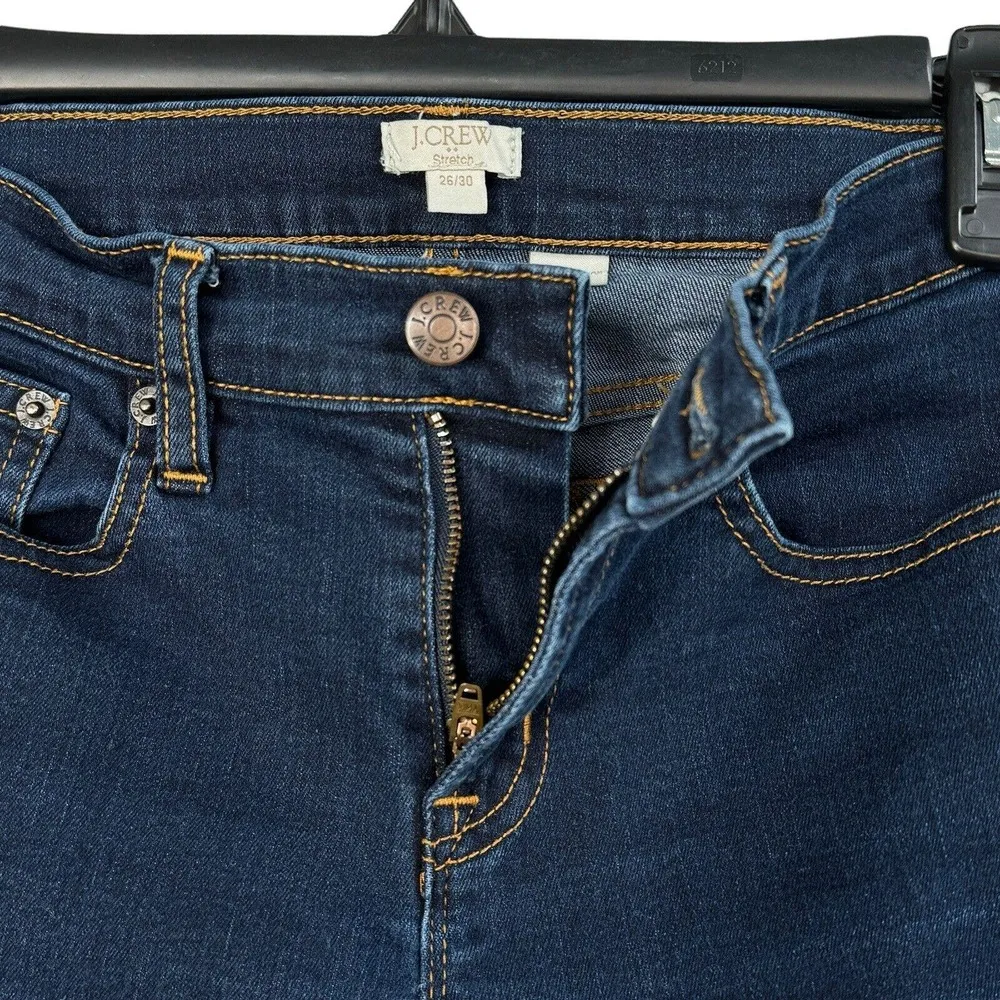J Crew SZ 26/30 Jeans Low-Rise Zip-Fly Stretch Pockets Dark Wash Blue Womens - Image 3
