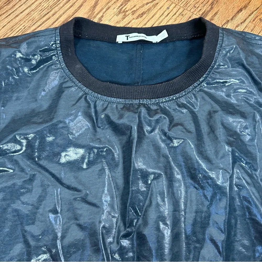 T Alexander Wang Oversized Crew Neck Drawstring Windbreaker Sweatshirt Size S Blue - Image 14