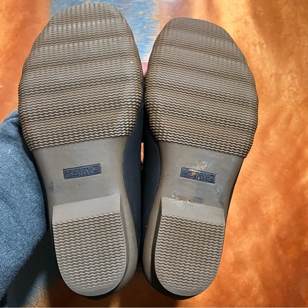 Sperry Saltwater Black Waterproof Duck Boots Faux Fur Trim size 7 - Image 5