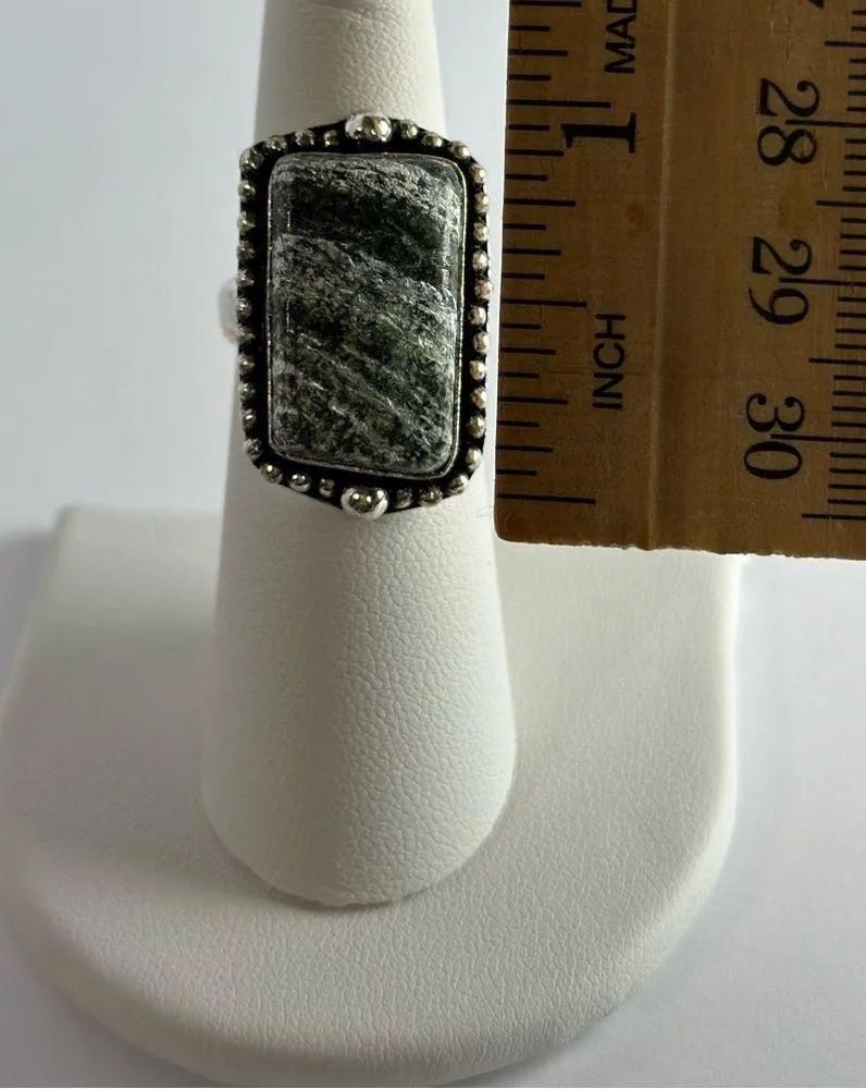 GREEN Swiss Opal Genuine Stone 925 Sterling Silver Ring Size 6 - Image 4