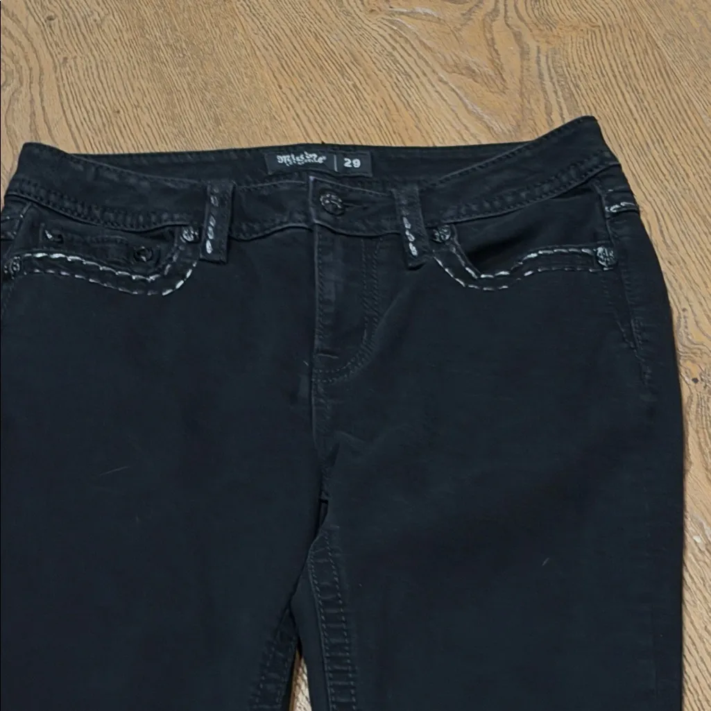 Miss Me Women's Silver Metallic Classic Black Bootcut Jeans 29 - Image 5