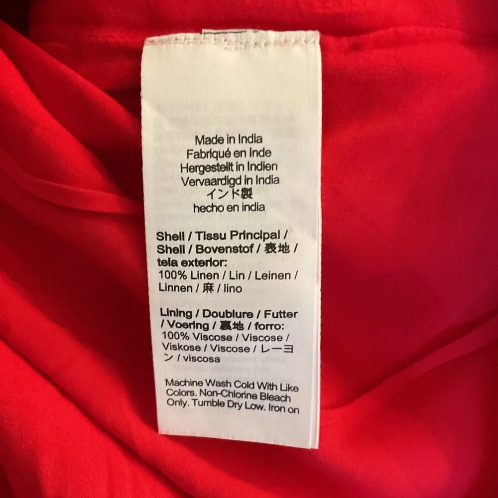 NWT JCrew CLAUDIA Linen Red Button-Down Sleeveless Dress XXS Stubborn Green Tape - Image 10