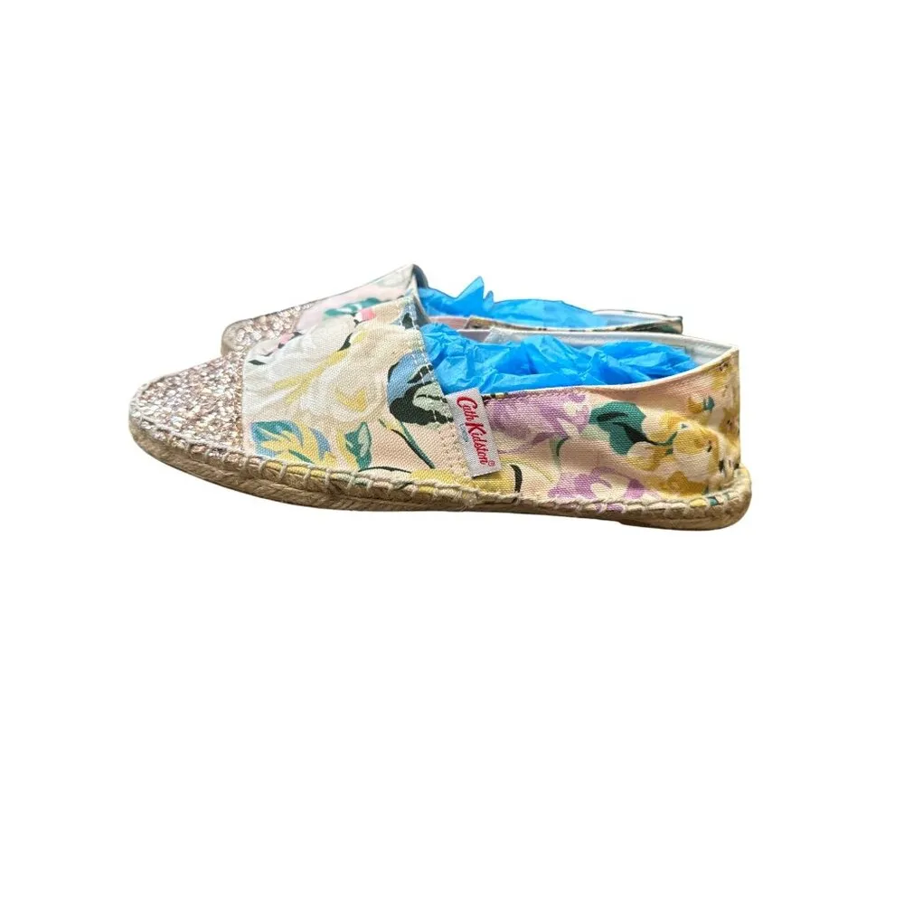 Cath Kidston Womens Floral Glitter Espadrilles Size 7 Yellow - Image 6