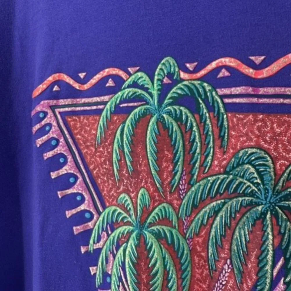 Vintage 90s Hanes Palmas Del Mar Puerto Rico Single Stitch Shirt Purple XL Unise - Image 5