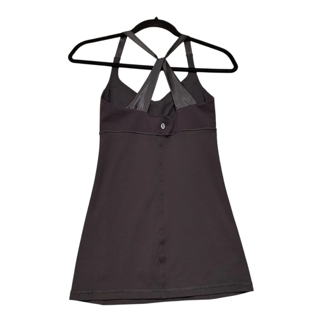 Lululemon Power Y Satin Strap Tank Top Black Size 4 Built-In Bra Yoga Activewear - Image 2