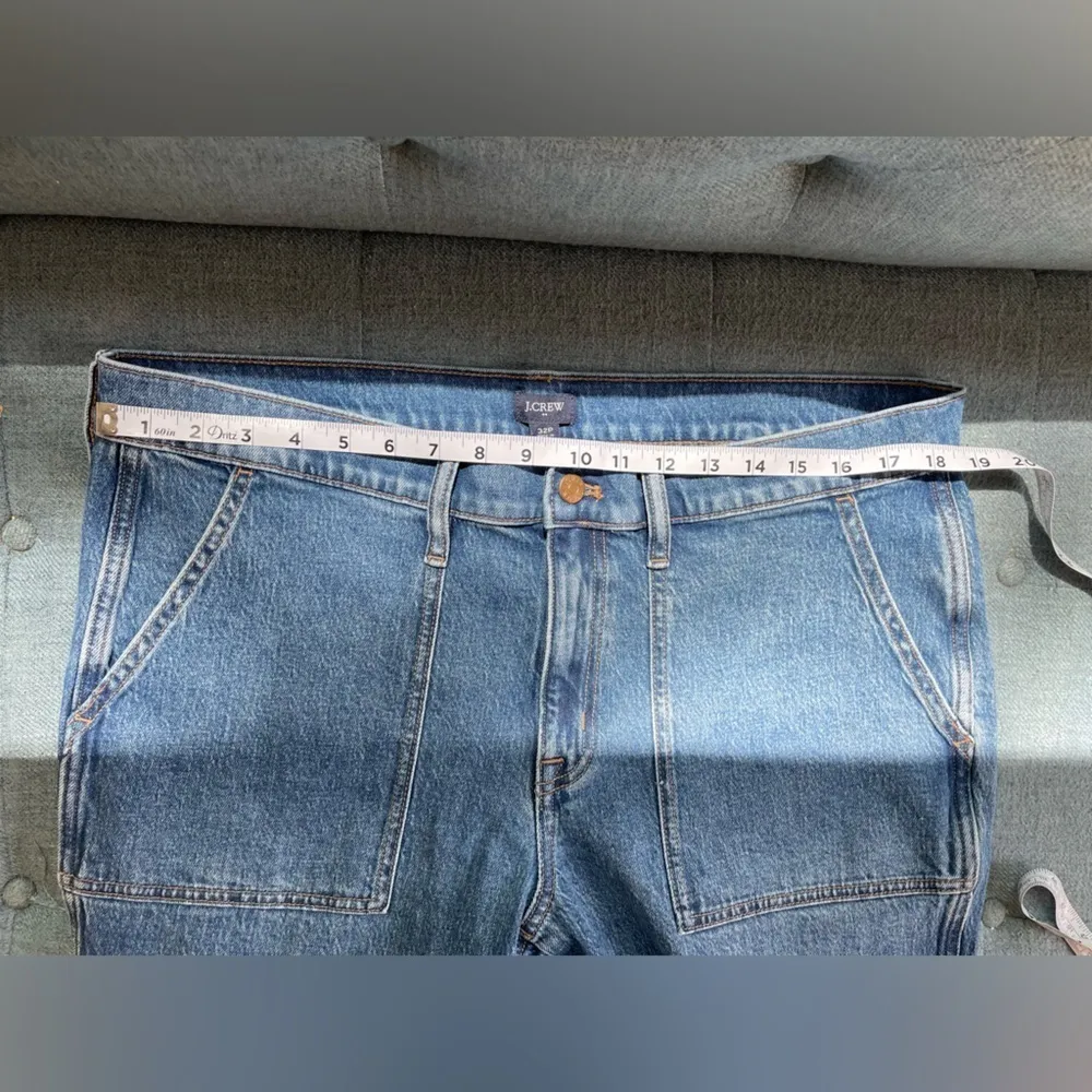 NEW J Crew Factory High Rise Straight Utility Crop Jeans Med Wash Denim Size 32P Blue - Image 9
