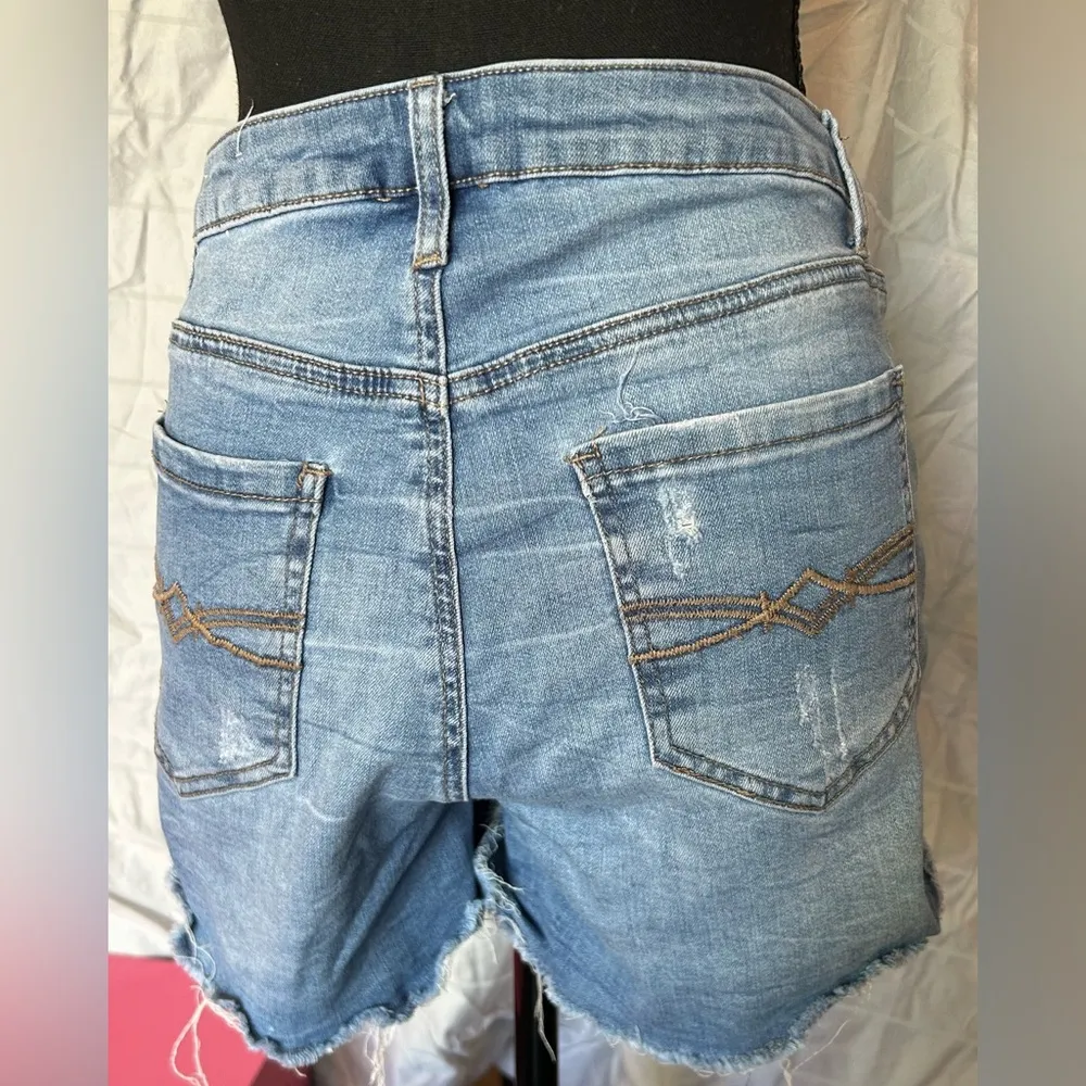 Mudd  Button Fly Blue Jean Shorts High-Waisted Distressed - Image 4
