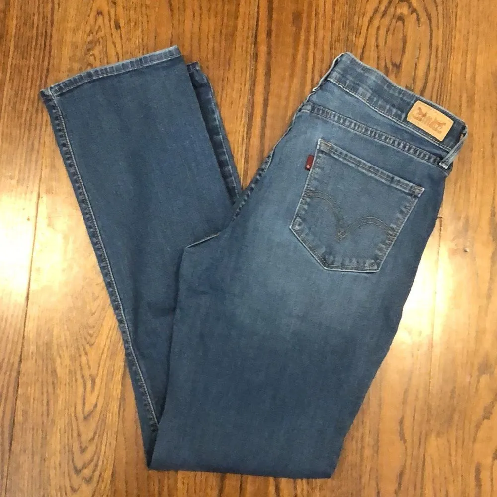 LEVIS Womens 525 Straight Leg Medium Wash Perfect Fit Denim Low Rise Jeans Sz 12 - Image 3