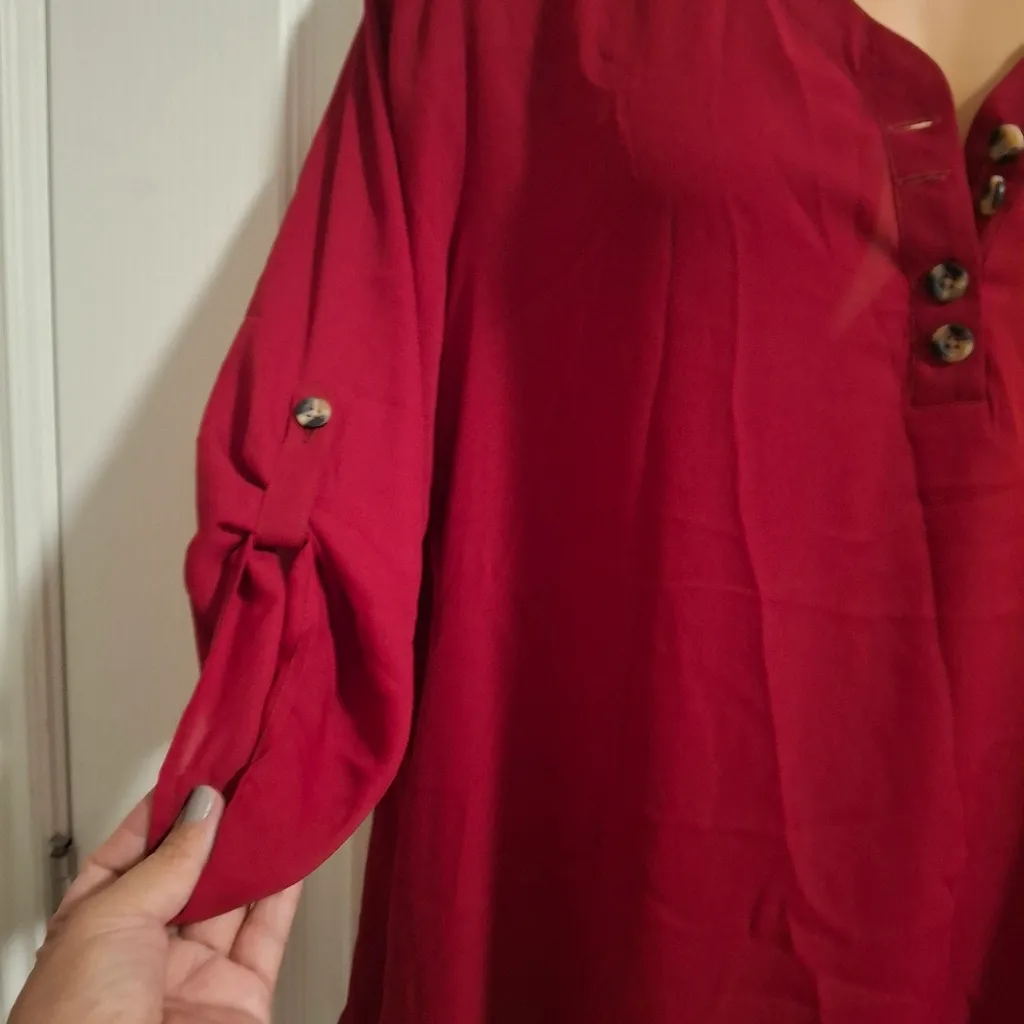 Maurices XXL Women's Red Button-Up Blouse NWOT - Image 5