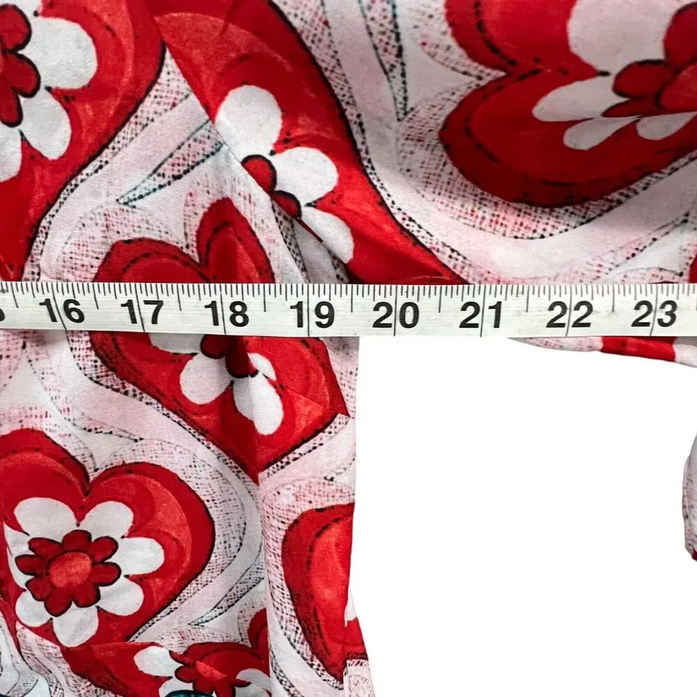 Soft Surroundings Seychelles TunicTop Womens M Red White Beaded Sequin Boho Art - Image 6