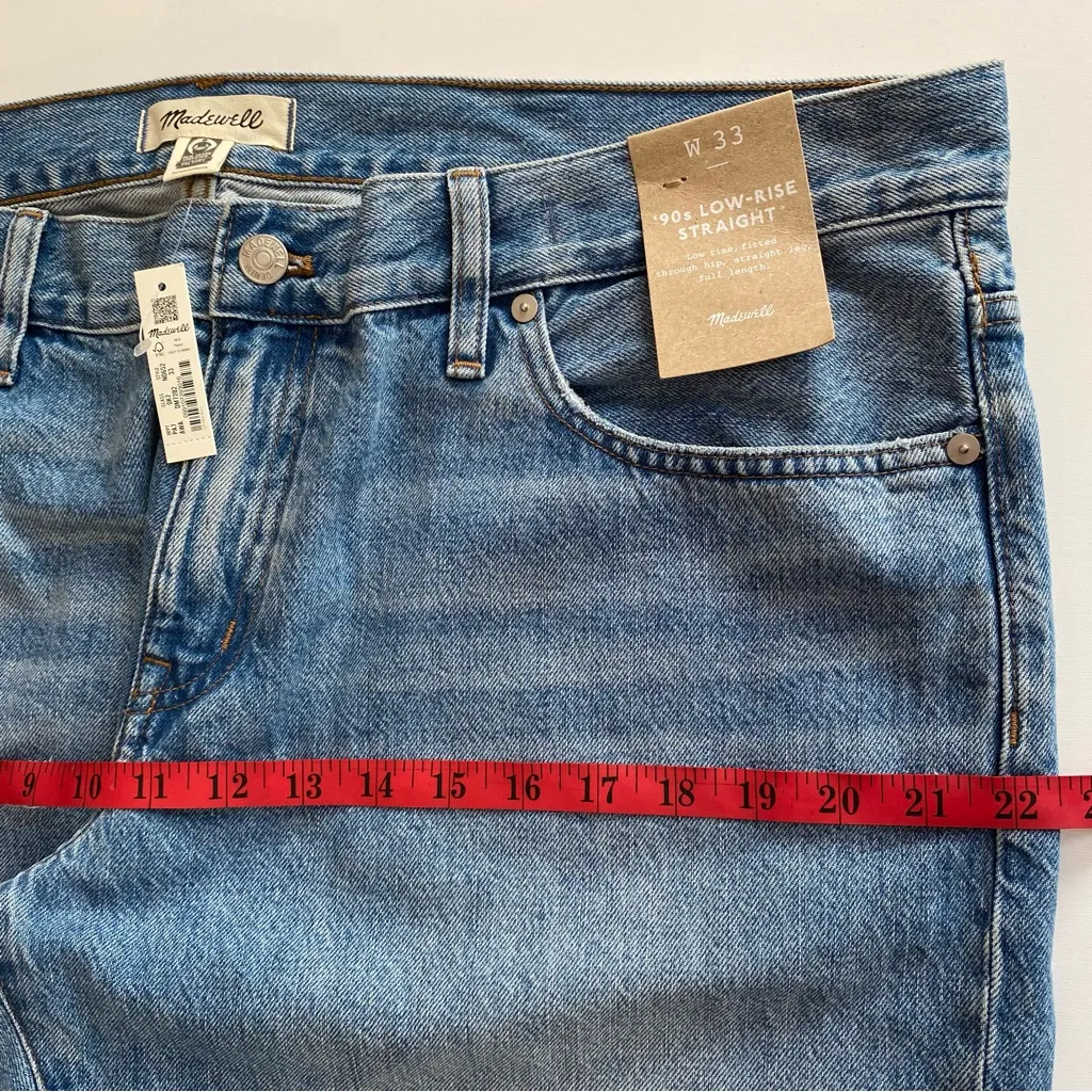 NWT 💙 Madewell 90s Low-Rise Straight Full Length Denim Jeans, Size 33, #N0652 - Image 9