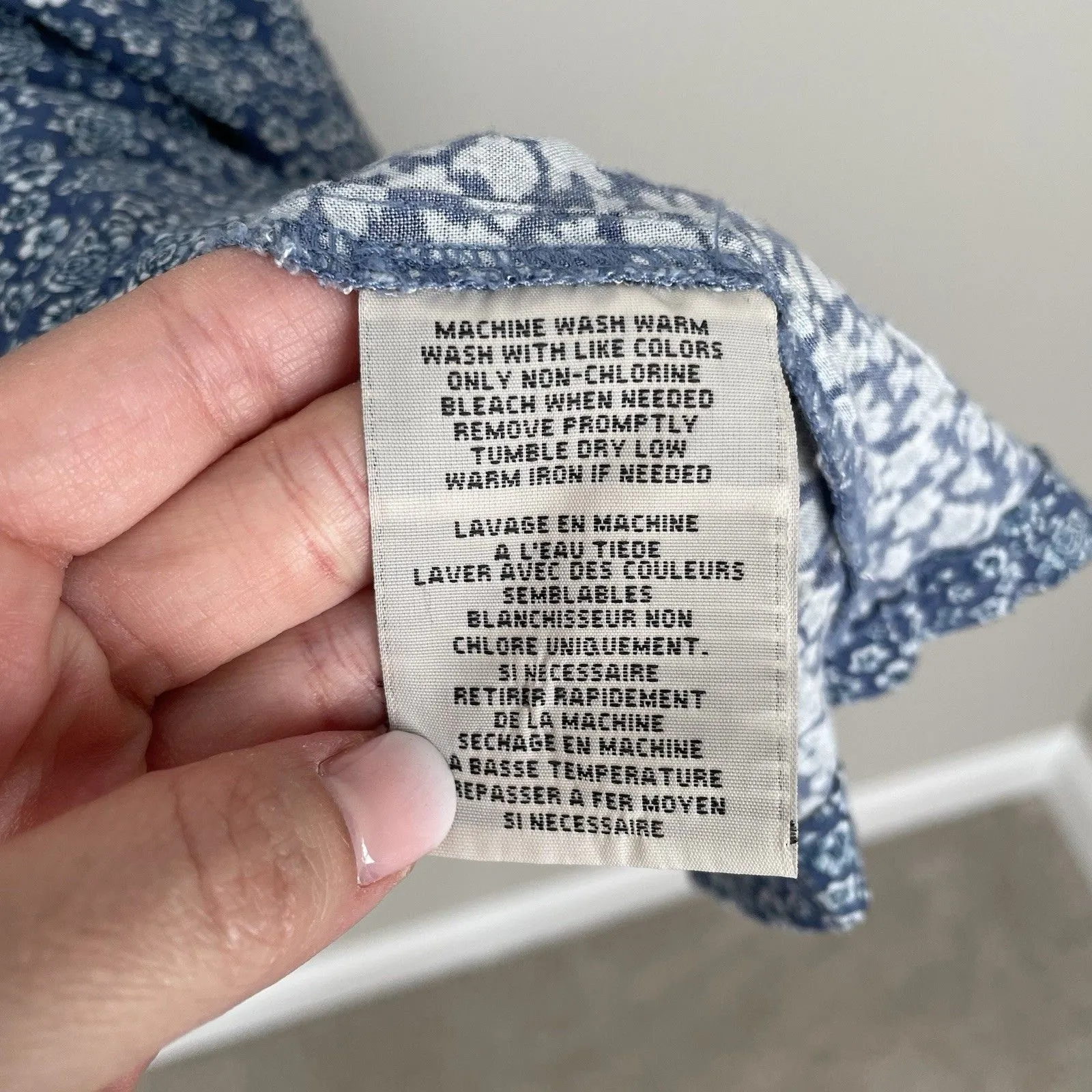 Ralph Lauren Denim Supply Size M Blue Ditsy Floral Print Dress Neck Tie - Image 5