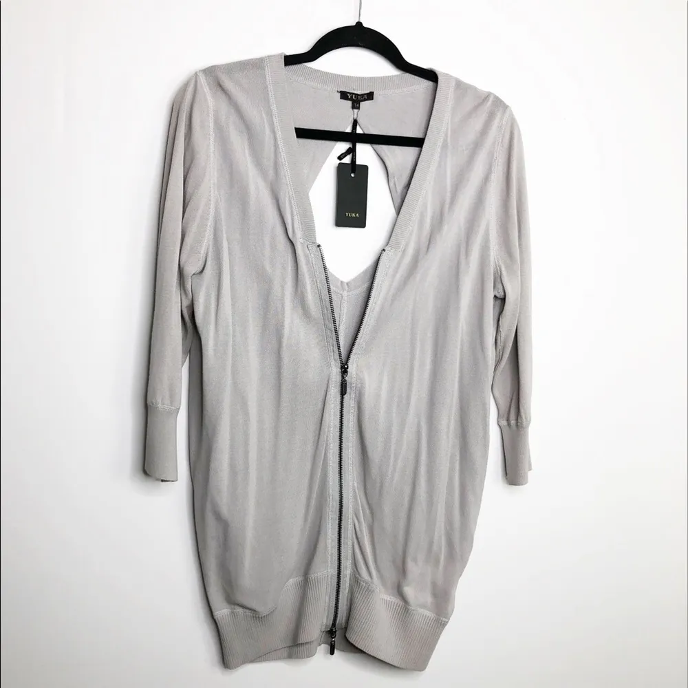 YUKA grey zip front open back sweater Size undefined - Image 12