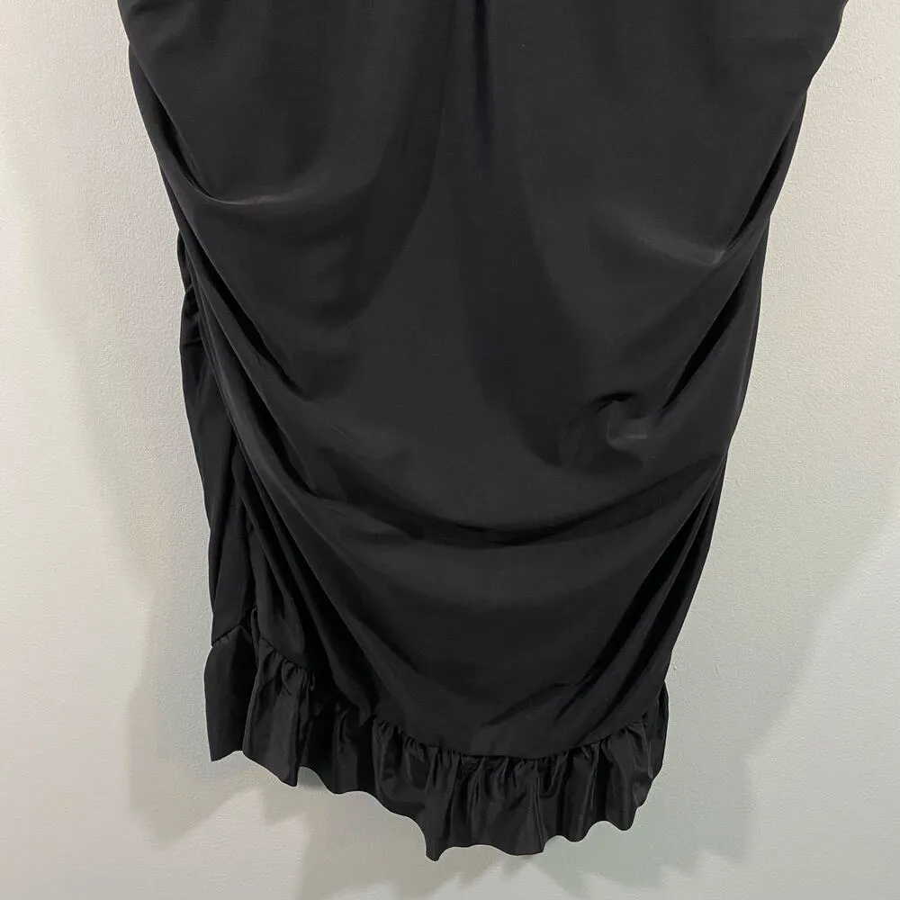 J Crew Women's Black V-neck One Piece Ruched Ruffles Swim Dress Size 20 #BP246 - Image 3
