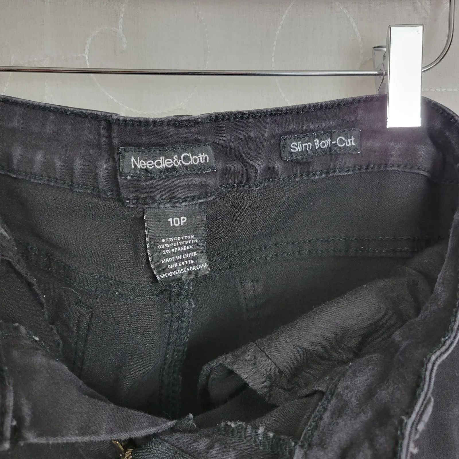 Needle & Thread Womens Jeans Size 10P Black Slim Boot Cut Mid-Rise Denim Button - Image 5