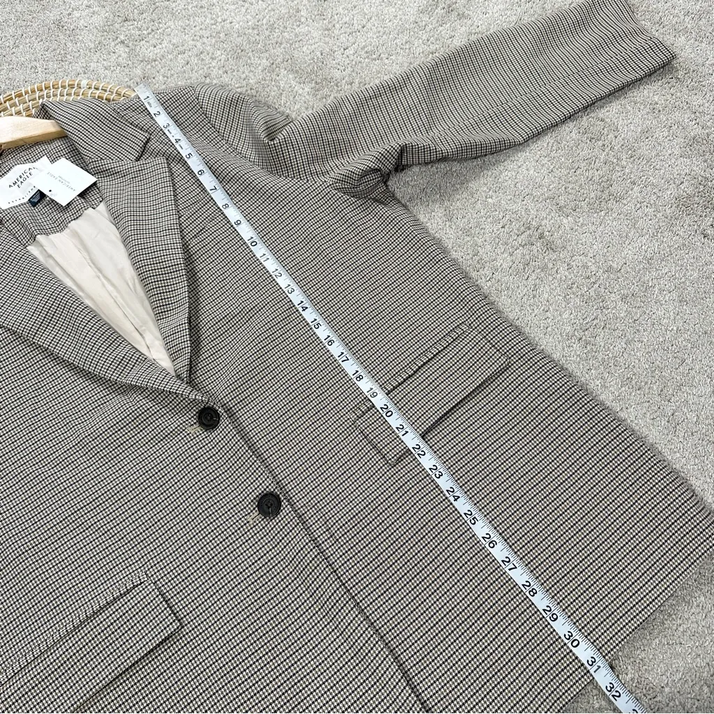 NWT American Eagle Women’s Brown Houndstooth Blazer Jacket Classic Office XL - Image 12