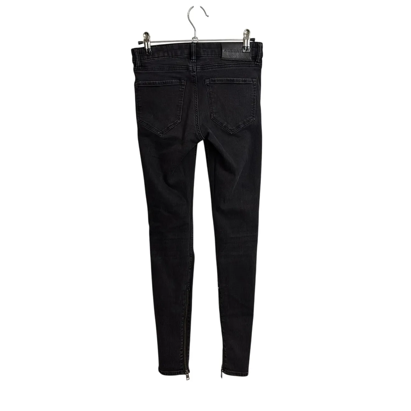 AllSaints Jeans Womens 24 Black Railwashed Track Skinny Ankle Zip - Image 2