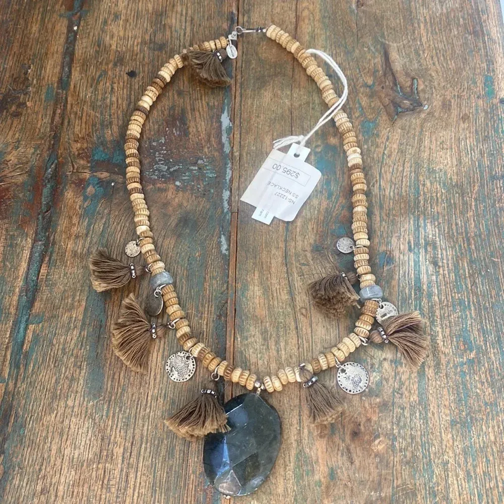 Chan Luu sterling silver beaded tassel necklace NWT - Image 8