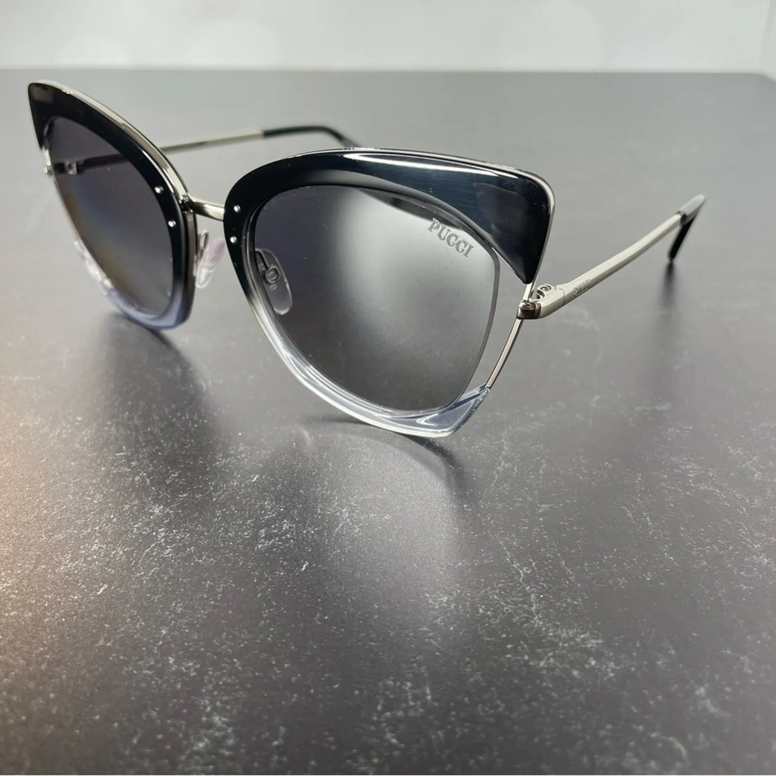 Emilio Pucci EP0074 05C Black Square Sunglasses Women’s Sz 55-23-135 - Image 2