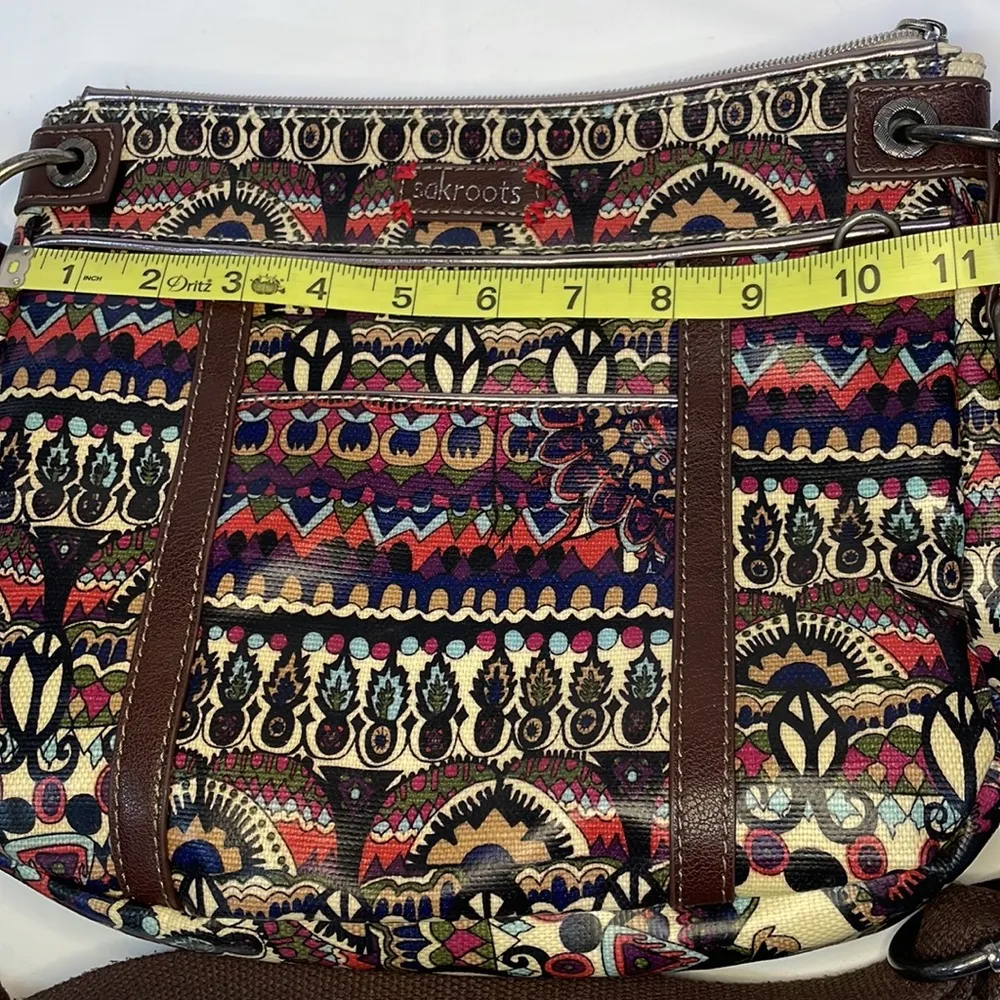 Boho artist circle tribal shoulder crossbody  strap multi pocket zipper purse - Image 8