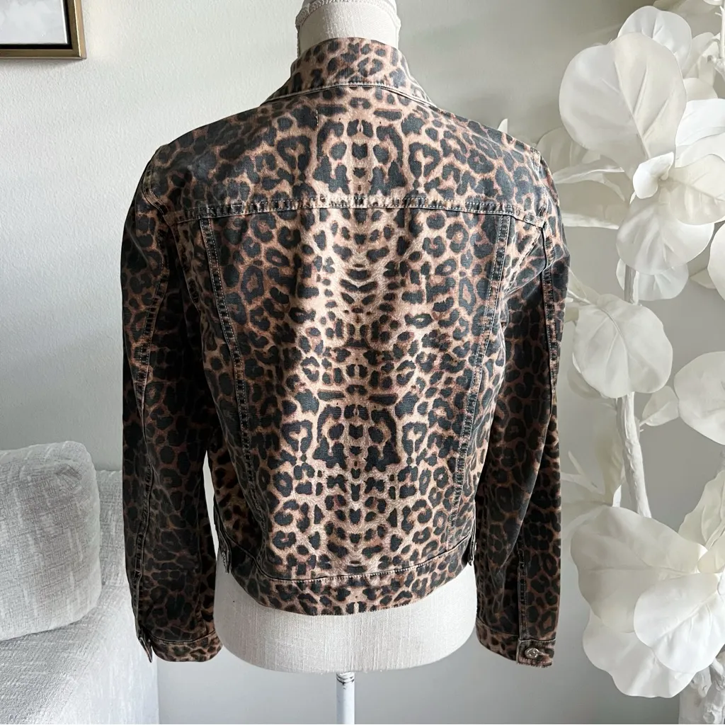 Veronica Beard Jeans Leopard Print Jean Cropped Jacket - Image 7