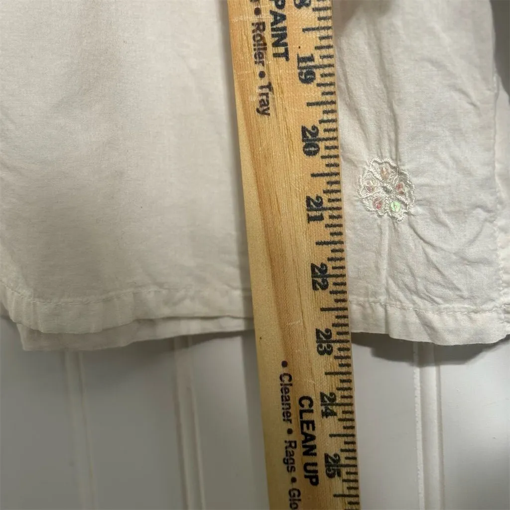 Sacred Threads Embroidered Peasant Blouse S White 100% Cotton Boho Hippie Tunic - Image 5