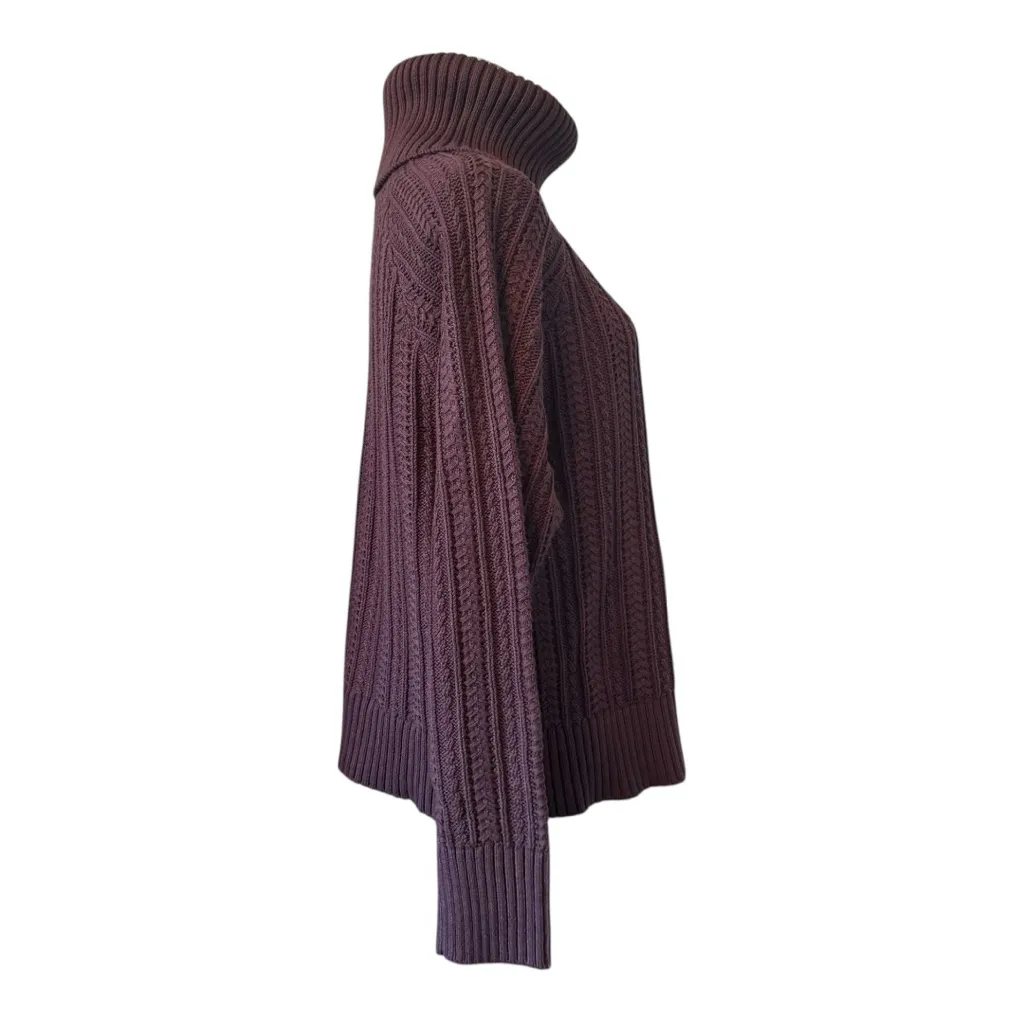 Studio Park x Shawn Killinger Purple Wine Cable Knit Turtleneck Sweater S - Image 5