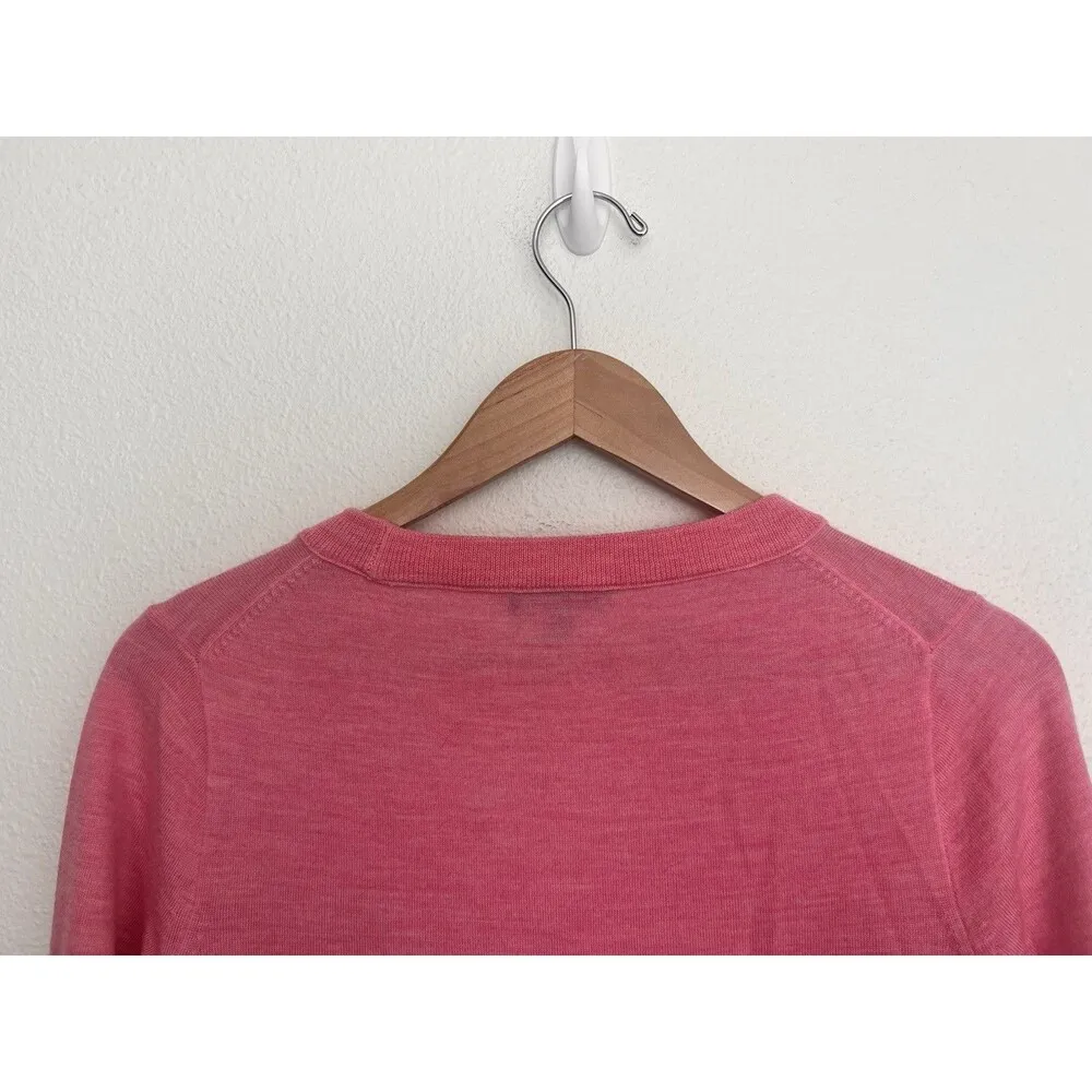 J Crew Hot Pink Barbie Core 100% Merino Wool Preppy Crewneck Sweater Size M Soft Size M - Image 4