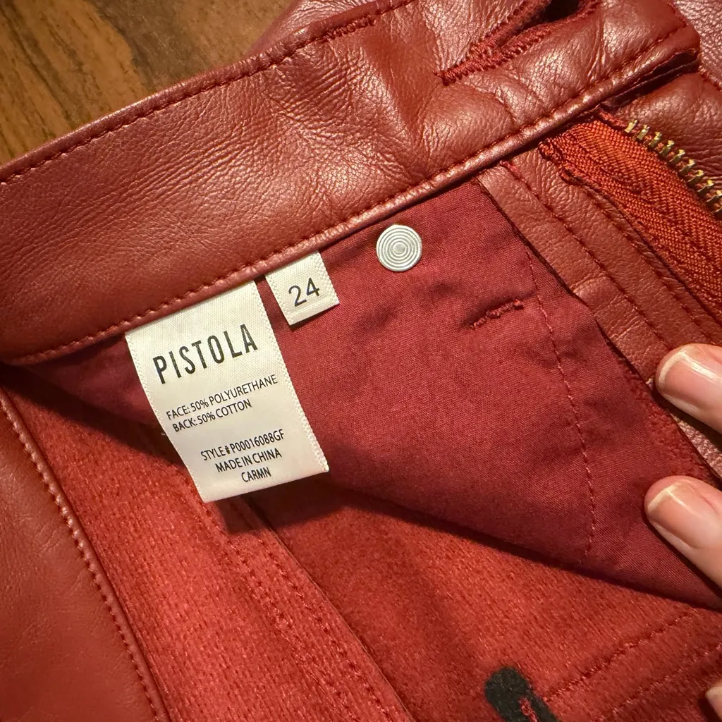 Pistola Red High Crop Bootcut Faux leather Jeans Size 24 - Image 5