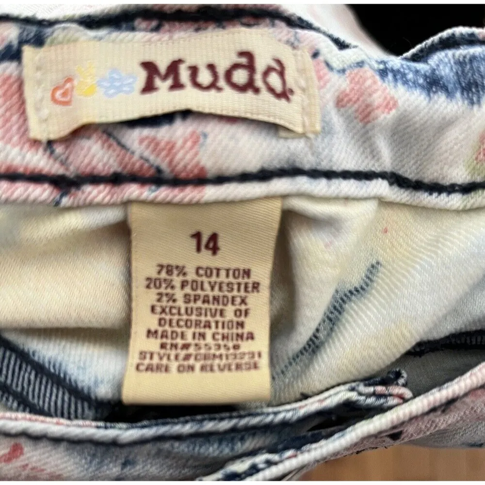 MUDD Light ANKLE Jeans Jeggings Antique Rose Pattern, Lt. Blue Size 14 - Image 2