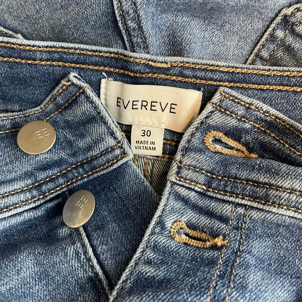 Evereve Ever Denim Jean Utility Exposed Button Fly Stretch Shorts womens 30 - Image 12