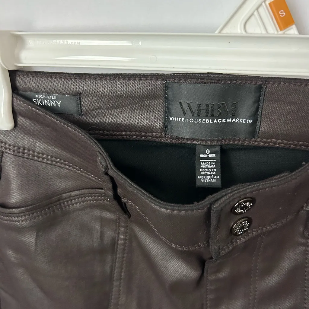 White House Black Market High rise Skinny Modal Faux Leather Pants 0 NWT - Image 3