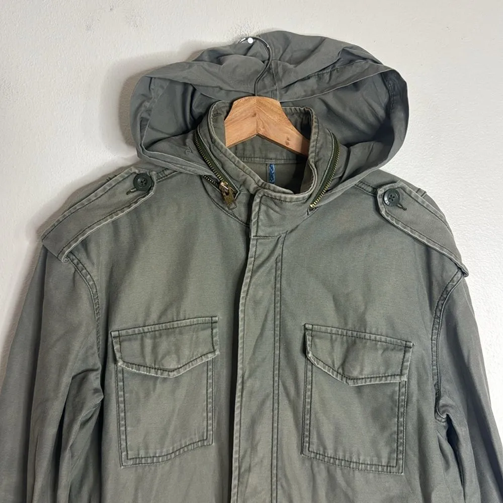 American Eagle Mock Neck Front Pockets chore coat jacket Y2K Military medium - Image 2