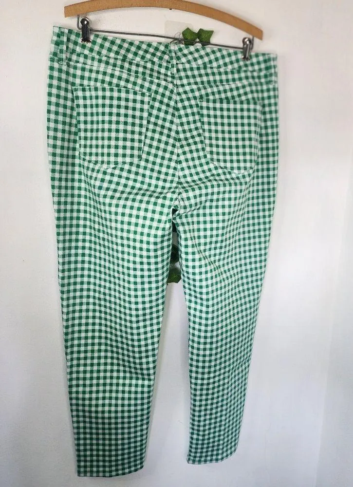 Charter Club Green and White Check Bristol Skinny Ankle Pants Size 16 - Image 5