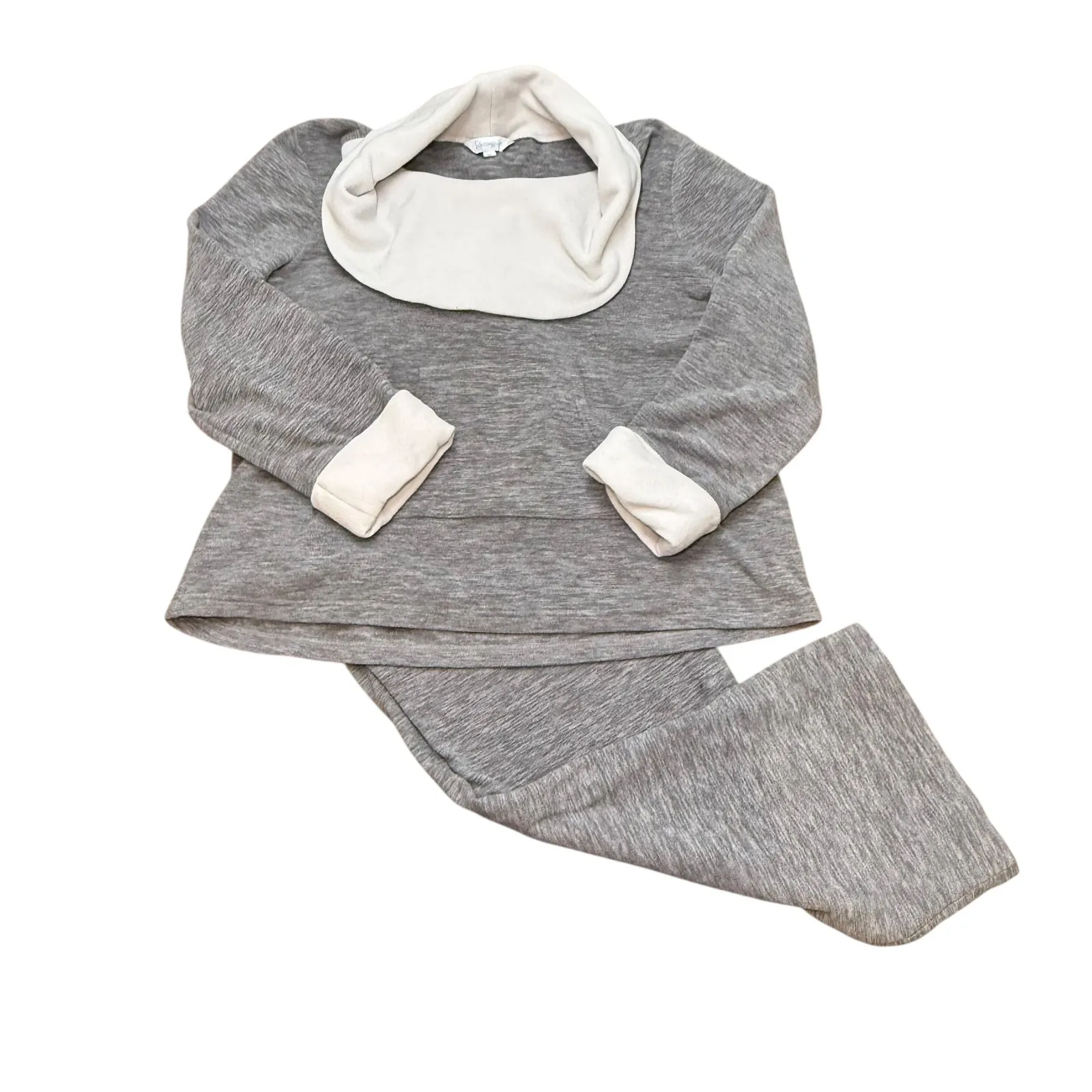 Pajamagram Womens Lounge Set Cowl Neck Long Sleeve Gray‎ Cozy Sleepwear Gray Size L - Image 2