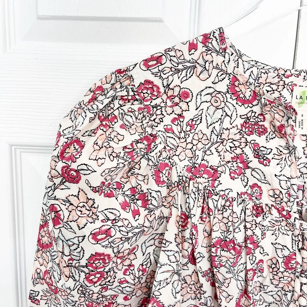 La Vie by Rebecca Taylor Falaise Floral Cotton Blouse Pink - Image 4