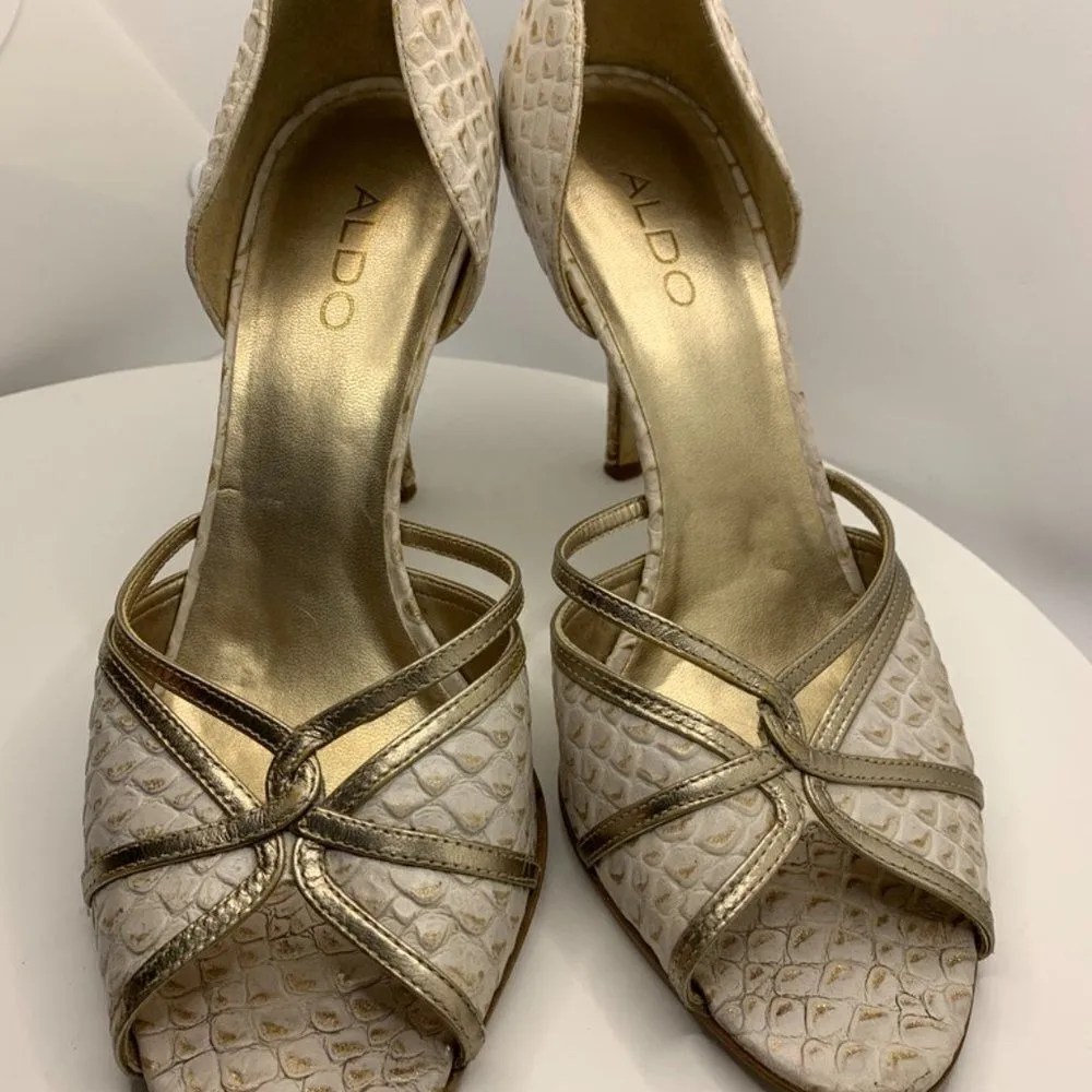 ALDO 70's Inspired Peep Toe Animal Print Embossed Heel - Image 2