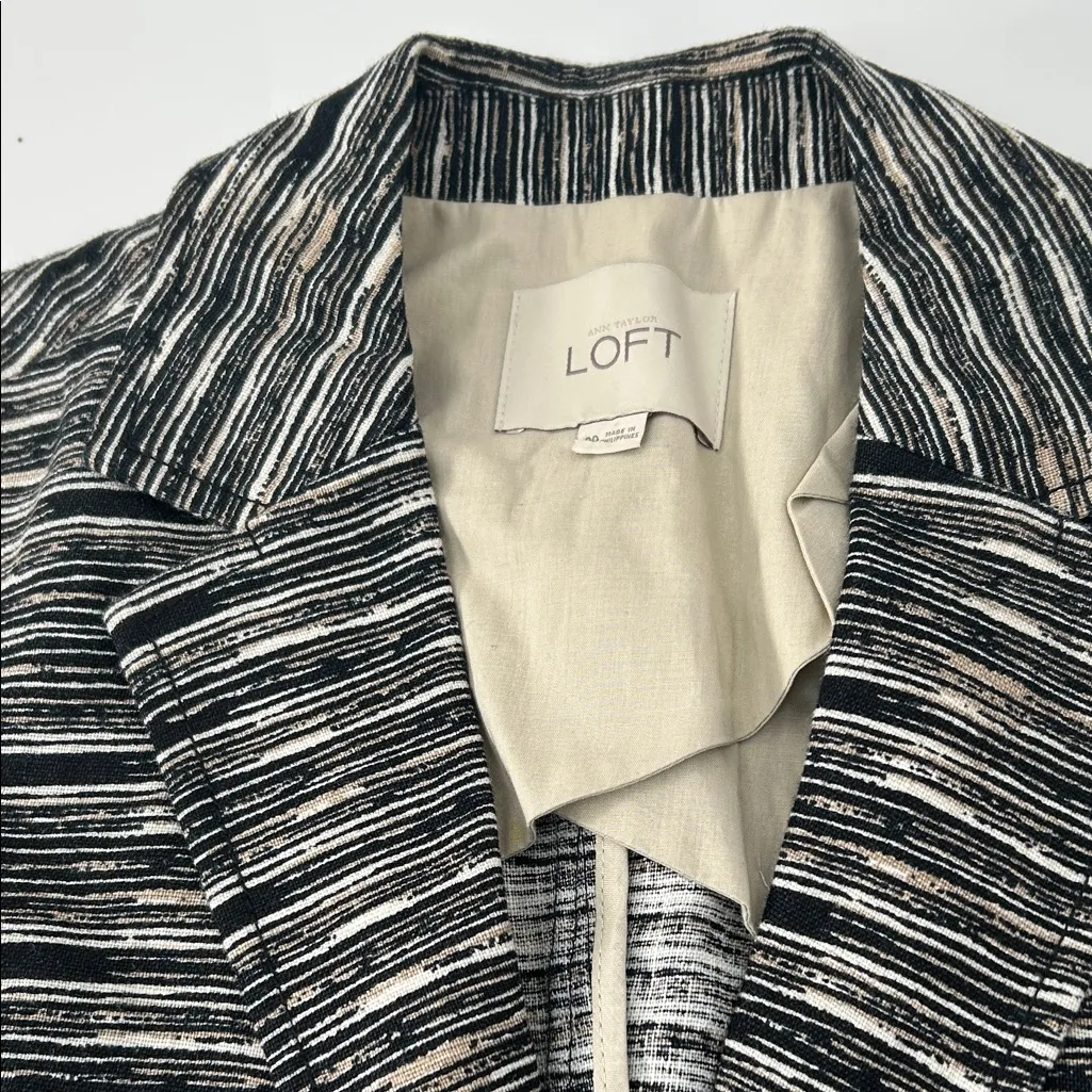 LOFT Striped Black and White Blazer - Image 3