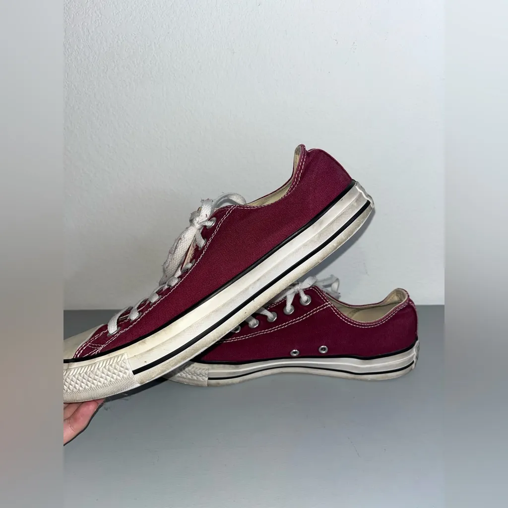 Converse All Star Retro Canvas Chuck Taylor Maroon Low Top Sneakers Sz 13W/11M Red - Image 10