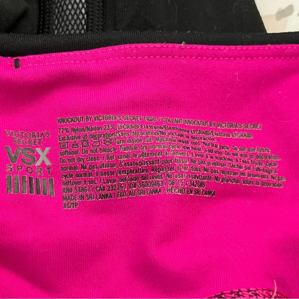 VSX Sport Knockout Tights Mid Rise Compression Mesh Reflective Pink Black XS - Image 3