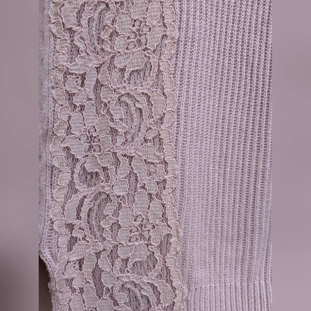 LOFT Sweater Women Long Sleeve Crewneck Knit Top  Pink Lace Trim Sz XS - Image 3