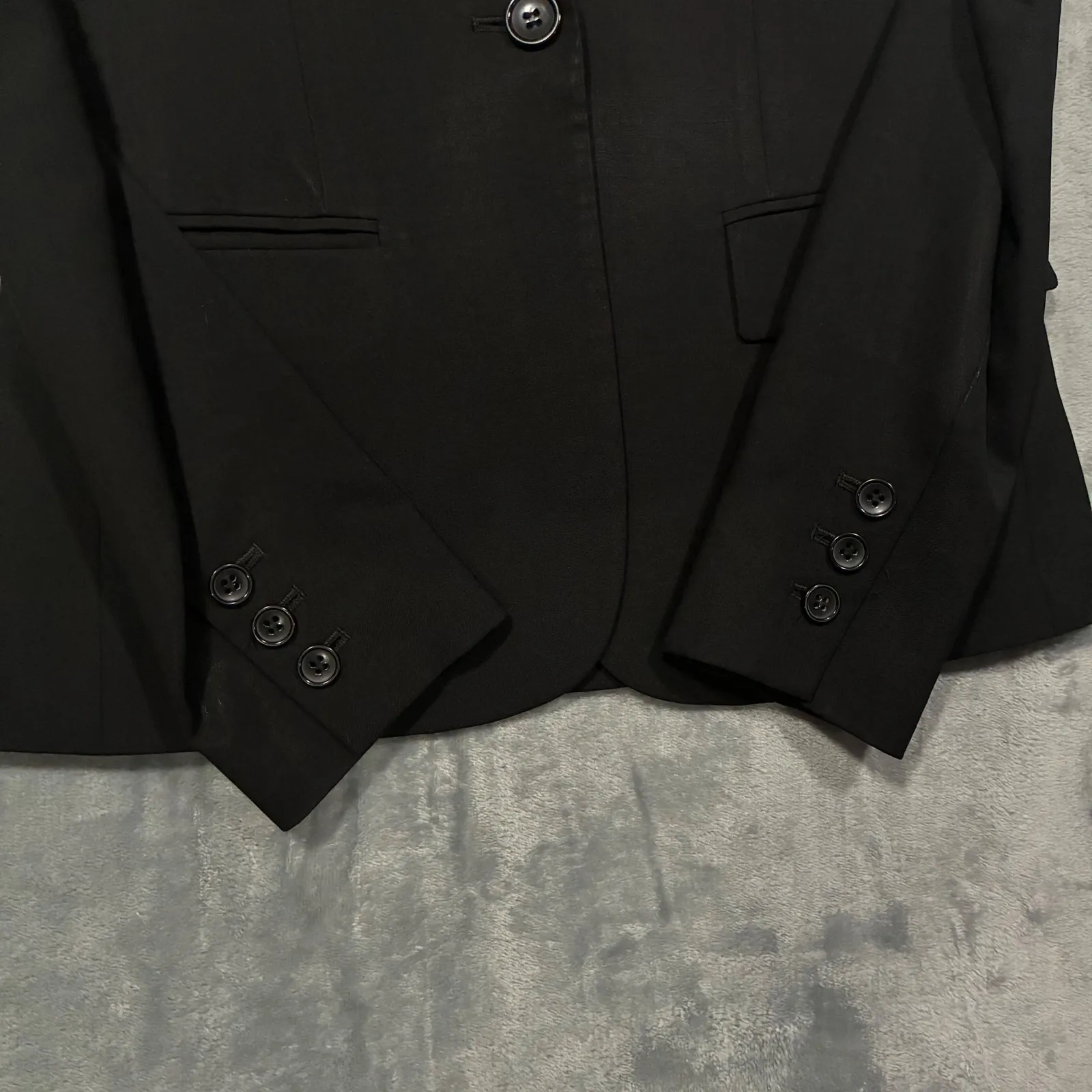 Theory Virgin Wool Stretch One Button Blazer Jacket Women's 0 Black - Image 3